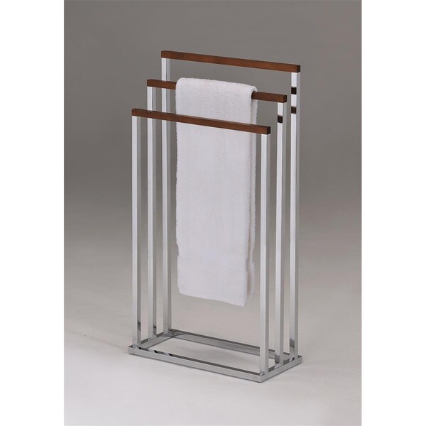 D2D Technologies 33 x 17.7 x 8.26 in. Towel Stand - Chrome & Walnut D21812370 - main